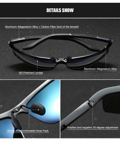 Sport Polarized Sunglasses for Men Rectangular Aluminum Magnesium Frame for Driving Fishing Golf Sport - Black Black - C318A0...