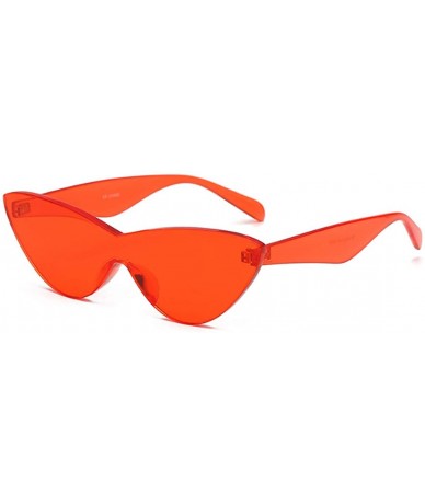Round Unisex half moon Plastic Lenses Candy Colors Cat Eye Sunglasses - Red - C518NS6XG3M $19.39