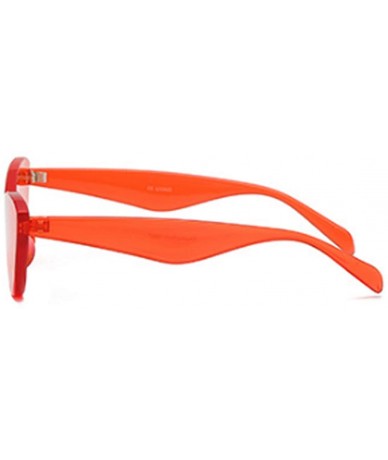 Round Unisex half moon Plastic Lenses Candy Colors Cat Eye Sunglasses - Red - C518NS6XG3M $9.45