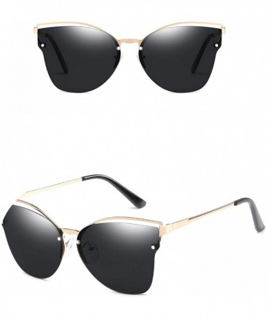 Square Semi Rimless Metallic Frame Sunglasses for Women Cateye Sunglasses - Grey Gold - CQ18RSQYEKU $29.61