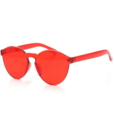 Rimless Rimless Sunglasses Oversized Colored Transparent Round Eyewear Retro Eyeglasses for Women Men - Red - CF18HXTC5L0 $19.43