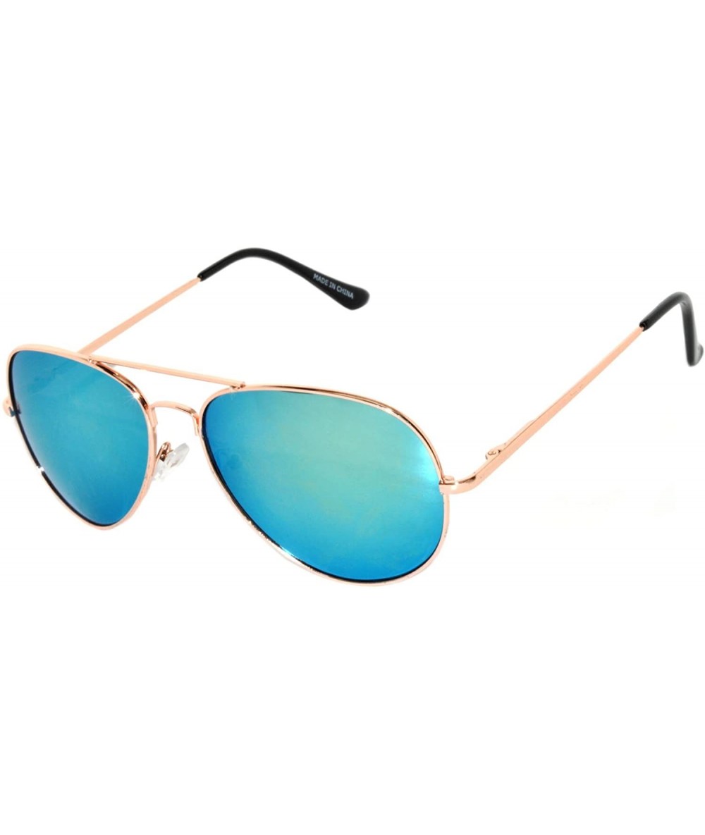 Aviator Colored Metal Frame with Full Mirror Lens Spring Hinge - Gold_yellow_mirror_lens - CQ122DLFJVF $11.29