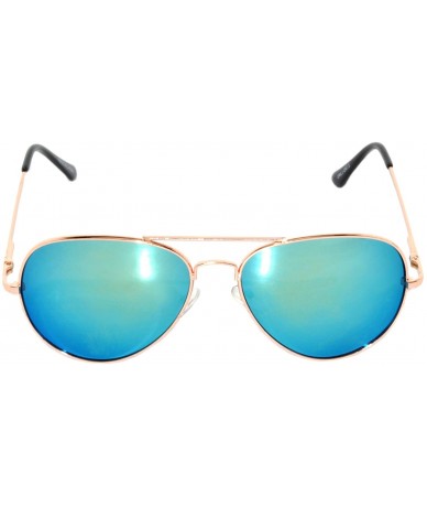 Aviator Colored Metal Frame with Full Mirror Lens Spring Hinge - Gold_yellow_mirror_lens - CQ122DLFJVF $11.29