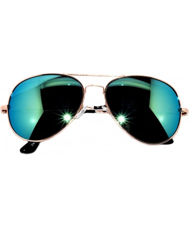 Aviator Colored Metal Frame with Full Mirror Lens Spring Hinge - Gold_yellow_mirror_lens - CQ122DLFJVF $11.29