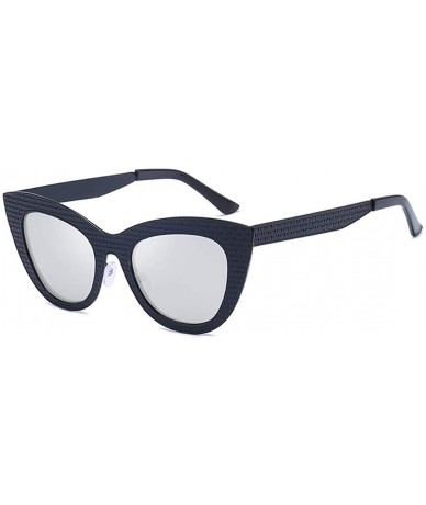 Oversized Vintage Cat Eye Oversized Metal Frame Tinted Lenses Women Sunglasses - Black Silver - CP18NKZGKL2 $20.30
