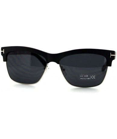 Rectangular Unisex Fashion Sunglasses Matted Top Rectangular Designer Frame - Black - CI11AR01GDT $8.01