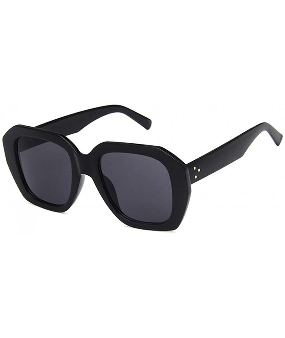 Square Unisex Sunglasses Fashion Bright Black Grey Drive Holiday Square Non-Polarized UV400 - Bright Black Grey - CZ18RLXDGNX...