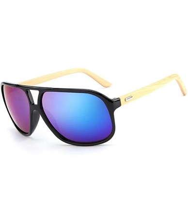 Aviator Oversized Pilot Sunglasses Wooden Temples Wood Sunglasses for Men and Women - Multicoloured - C2185Y09MH5 $17.19