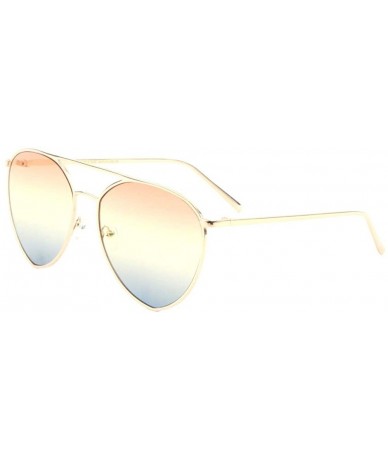 Aviator Triple Oceanic Color Flat Thin Rim Modern Round Aviator Sunglasses - Orange Blue - C9190ETMRW5 $16.39