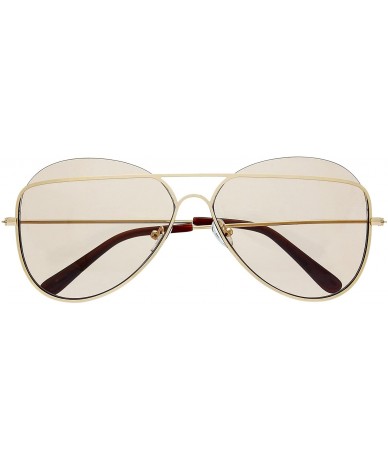 Rimless Metal Crossbar Fashion Color Tinted Flat Lens Stylish Sunglasses with Gift Box - 4-gold - CO1868XUWQO $11.50