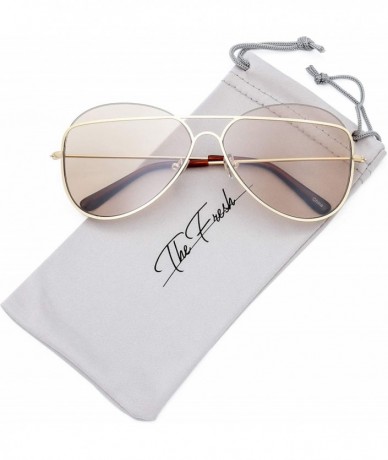 Rimless Metal Crossbar Fashion Color Tinted Flat Lens Stylish Sunglasses with Gift Box - 4-gold - CO1868XUWQO $11.50