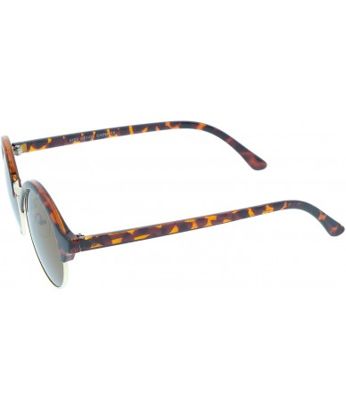 Rimless Classic Semi-Rimless Metal Nose Bridge P3 Round Sunglasses 47mm - Tortoise-gold / Brown - CF12O1HTW02 $8.38