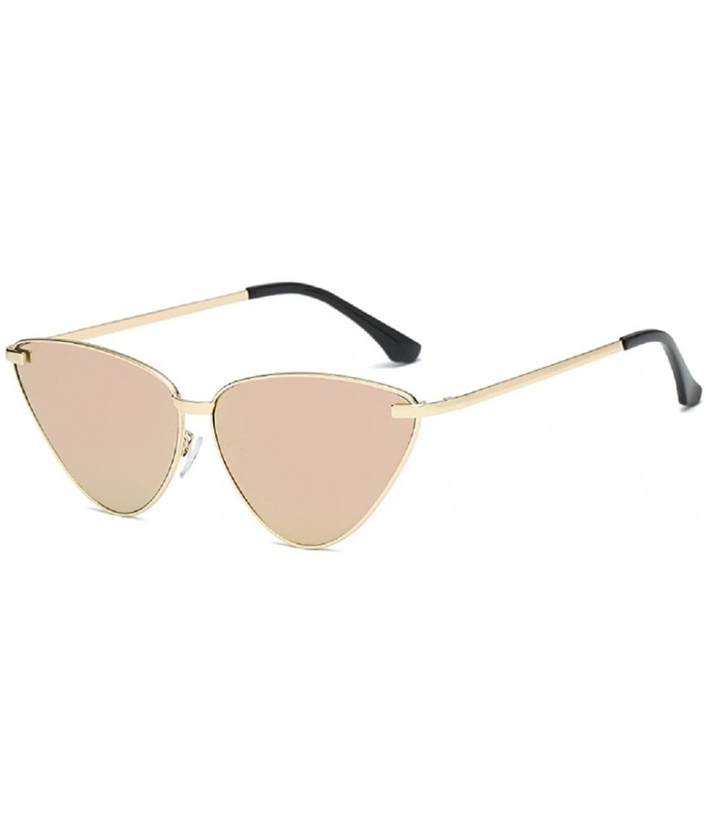 Oversized Cateye Metal Frame Women Sunglasses Oversized Flat Mirrored Lens Shades - Gold - CM18CIDZGKN $11.98