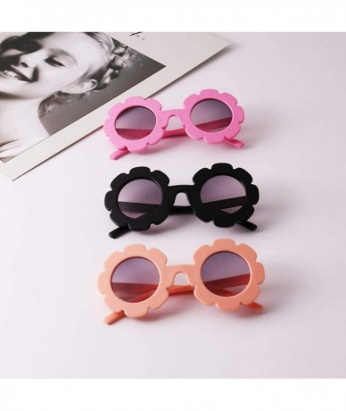 Goggle Hot Sun Flower Round Cute Kids Sunglasses UV400 Boy Girl Lovely Baby Glasses Children Oculos De Sol N554 - Black - C11...