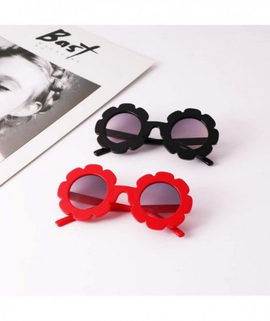 Goggle Hot Sun Flower Round Cute Kids Sunglasses UV400 Boy Girl Lovely Baby Glasses Children Oculos De Sol N554 - Black - C11...