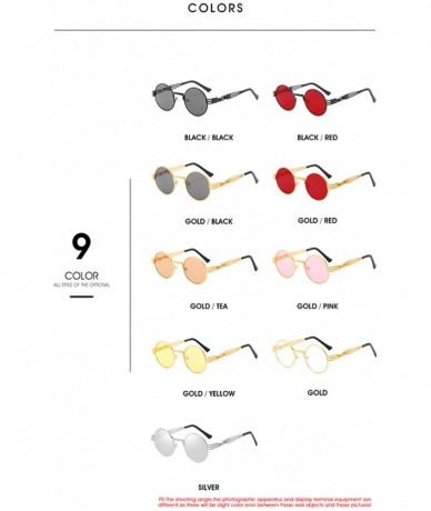 Round Metal Steampunk Sunglasses Men Women Fashion Round Glasses Design Vintage UV400 Eyewear Shades - Jy1902-c5 - C8197A2MIQ...
