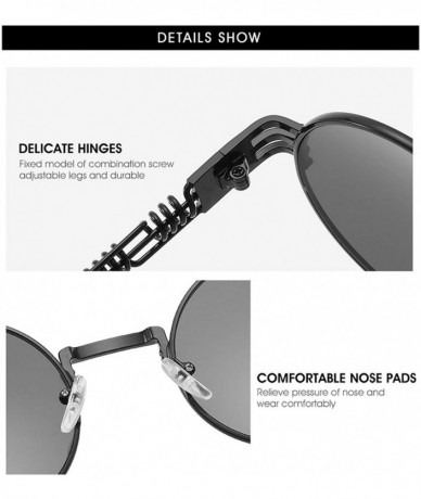 Round Metal Steampunk Sunglasses Men Women Fashion Round Glasses Design Vintage UV400 Eyewear Shades - Jy1902-c5 - C8197A2MIQ...