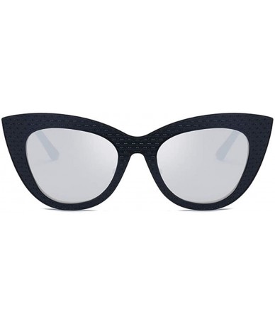 Oversized Vintage Cat Eye Oversized Metal Frame Tinted Lenses Women Sunglasses - Black Silver - CP18NKZGKL2 $21.66