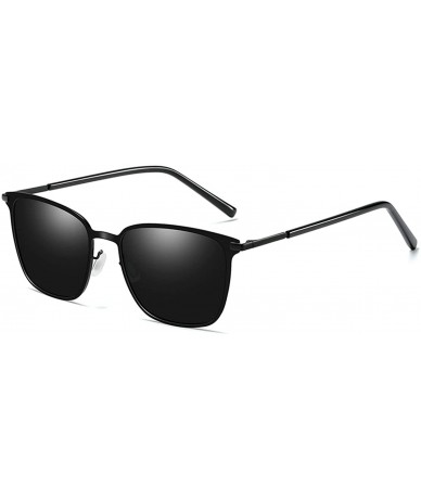 Square UV Protection Polarized Sunglasses Fashion Metal Square Sun Glasses for Man - Black - CE18XUA6TY6 $15.20