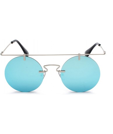 Round Retro round glasses - frameless - lightweight - Unisex men women's fashion sunglasses 4Pcs - CP18MESHLYW $12.38