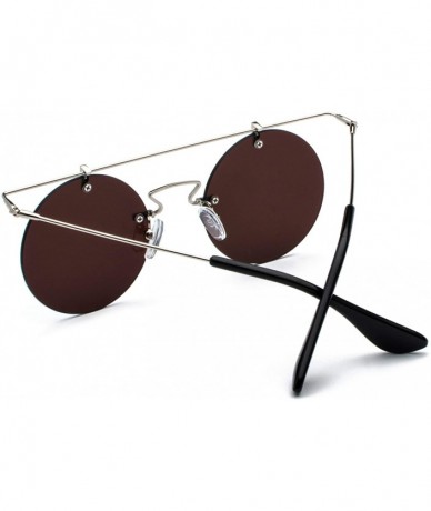 Round Retro round glasses - frameless - lightweight - Unisex men women's fashion sunglasses 4Pcs - CP18MESHLYW $12.38