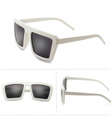 Sport Vintage Trapezoidal Polarized Sunglasses for Unisex Plastic Resin UV 400 Protection Sunglasses - White Grey - CD18SZTOC...