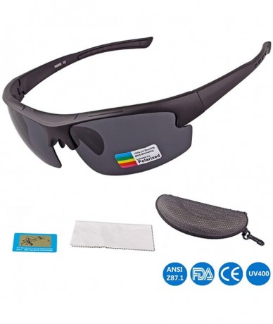 Sport Polarized Sports Sunglasses for Cycling Fishing Golf Tr Superlight Frame Fashion - Black/Black - C318EKC52R5 $30.61