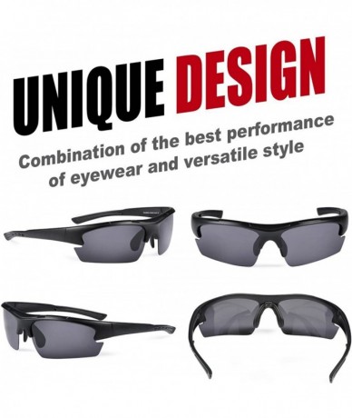 Sport Polarized Sports Sunglasses for Cycling Fishing Golf Tr Superlight Frame Fashion - Black/Black - C318EKC52R5 $30.61