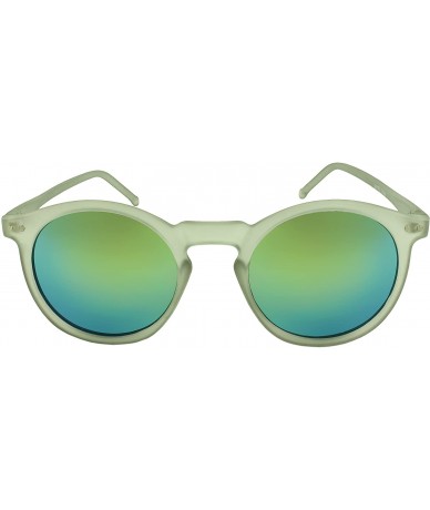 Round Iridescent Round Fashion Sunglasses - Grey Green - CP11G3L22E9 $8.31