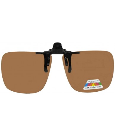 Square Square Polarized Flip Up Sunglasses - Black-amber Lenses - CT18OLTZCHK $25.60