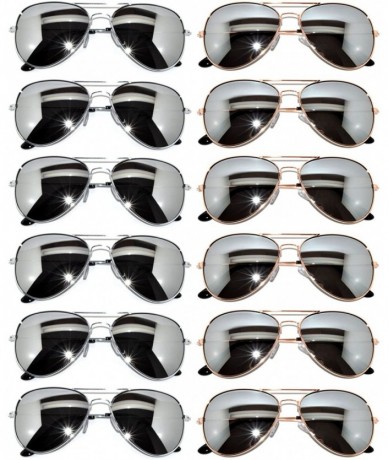 Aviator 12 Pairs Aviators Full Mirror Lens Sunglasses Metal Gold - Silver Frames OWL. - CH1277ZZLU1 $51.51