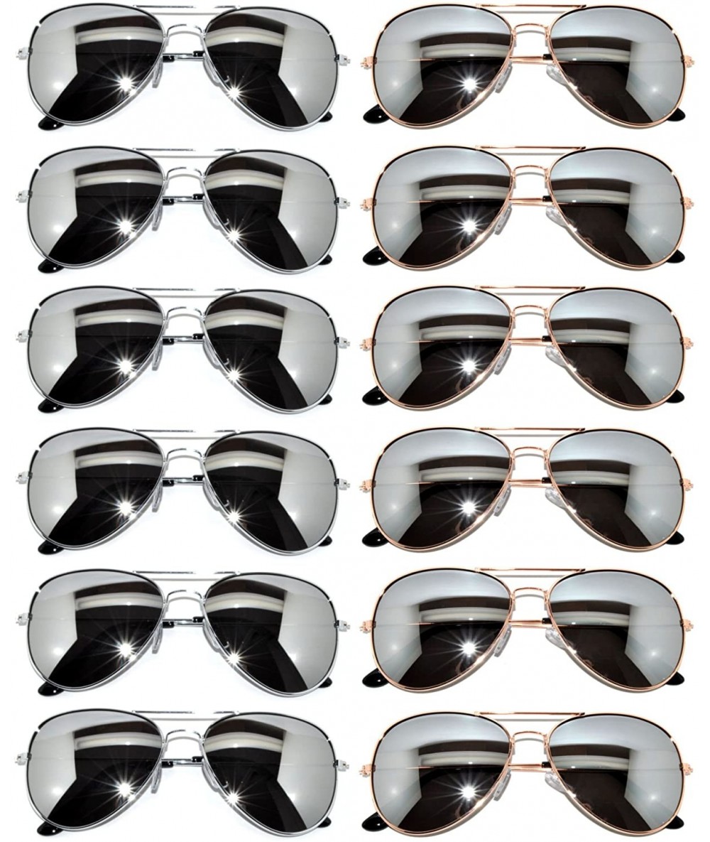 Aviator 12 Pairs Aviators Full Mirror Lens Sunglasses Metal Gold - Silver Frames OWL. - CH1277ZZLU1 $21.69