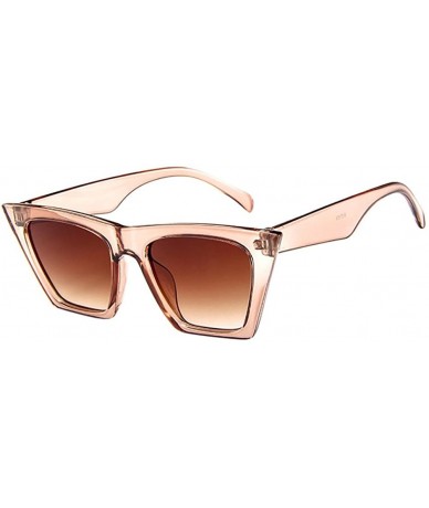 Semi-rimless Fashion Retro Oversized Polarized Sun Glasses Cat Eye Big Frame Sunglasses for Women Girls with Flat Lens - Beig...