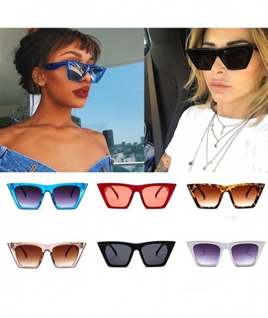 Semi-rimless Fashion Retro Oversized Polarized Sun Glasses Cat Eye Big Frame Sunglasses for Women Girls with Flat Lens - Beig...