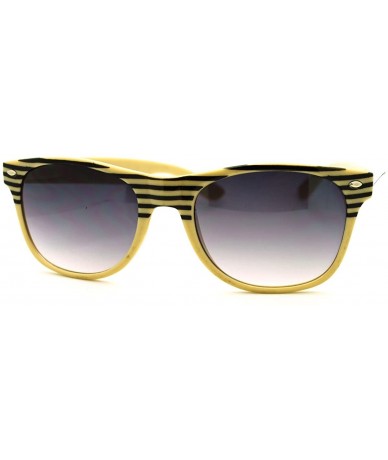 Square Stripe Print Square Sunglasses Classic Square Horn Rim Frame Unisex - Beige - CX11F97AHTT $19.39