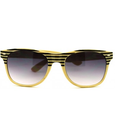 Square Stripe Print Square Sunglasses Classic Square Horn Rim Frame Unisex - Beige - CX11F97AHTT $11.08
