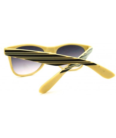 Square Stripe Print Square Sunglasses Classic Square Horn Rim Frame Unisex - Beige - CX11F97AHTT $11.08