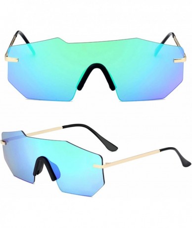 Round Polarized Sunglasses for Men and Women- One-Piece Mirrored Lens UV400 - Green - CO1908C74LR $9.93