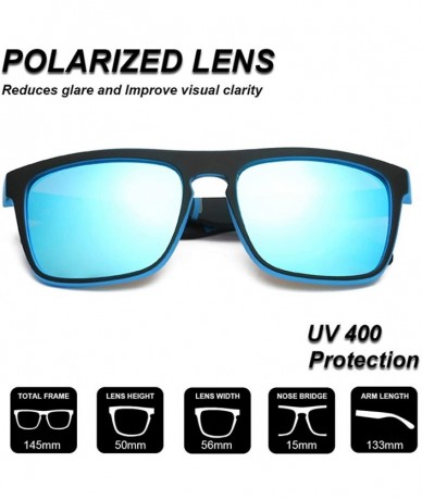 Sport Retro Polarized Sunglasses for Men and Women Classic Vintage Square Sun Glasses UV400 Protection - CV196WNDQUT $17.87