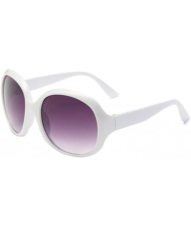 Oval Women's Fashion Cat Eye Shade Sunglasses Integrated Stripe Vintage Glasses - White - CQ18UE8QW5K $7.59