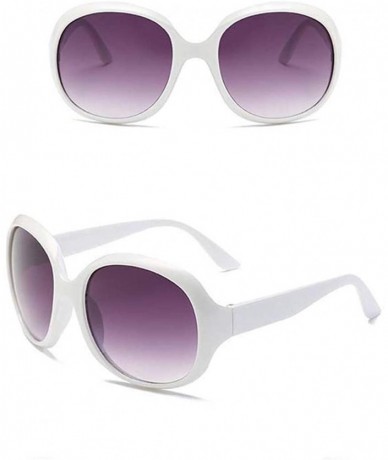 Oval Women's Fashion Cat Eye Shade Sunglasses Integrated Stripe Vintage Glasses - White - CQ18UE8QW5K $7.59