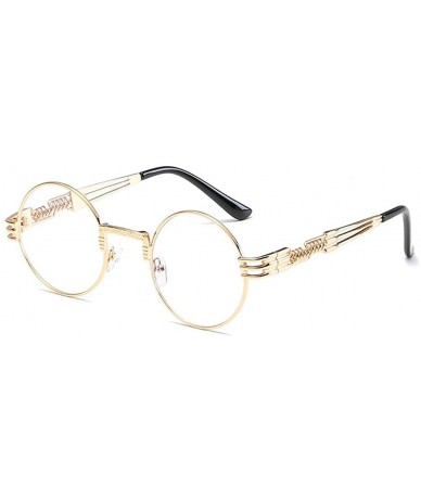 Round John Lennon Round Sunglasses Retro Steampunk Glasses Metal Frame - Gold Frame Transparency - CE1967X86OI $14.03
