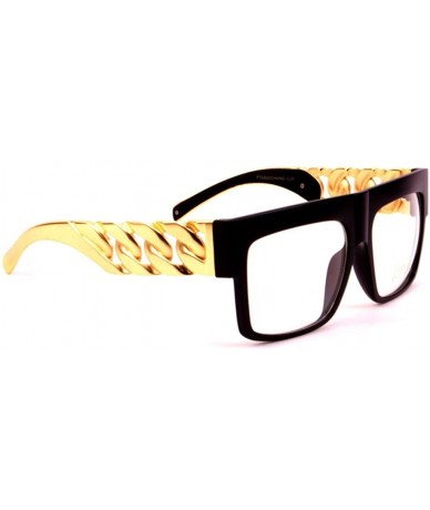 Oversized Black Gold Chain Oversized Square Sunglasses Clear Lens - CS11MDGKZ4R $7.89