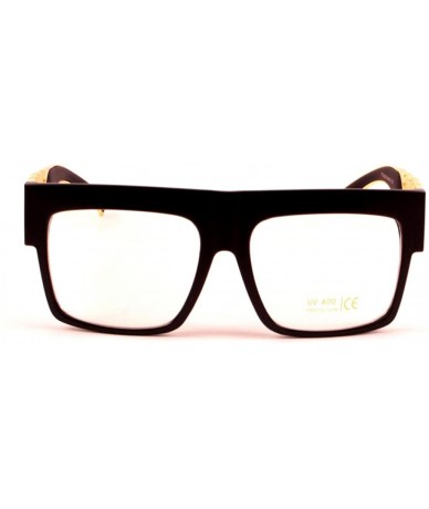 Oversized Black Gold Chain Oversized Square Sunglasses Clear Lens - CS11MDGKZ4R $7.89