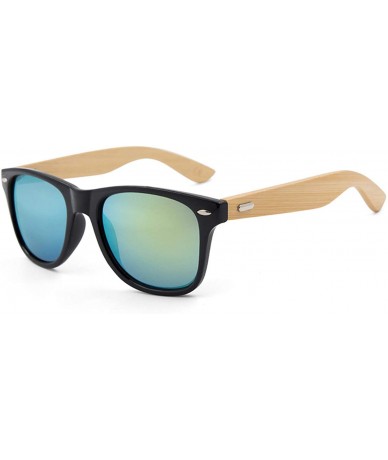 Square Retro Wood Sunglasses Men Bamboo Sunglass Women Sport Goggles Gold Mirror Sun Glasses Shades Lunette Oculo - C14 - CB1...