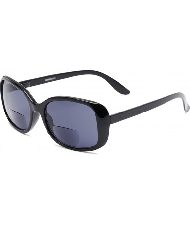 Square Readers.com Sun Reader The Cassia Bifocal Reading Sunglasses Plastic Square Style for Women - Black With Smoke - CM12I...