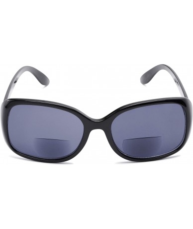Square Readers.com Sun Reader The Cassia Bifocal Reading Sunglasses Plastic Square Style for Women - Black With Smoke - CM12I...