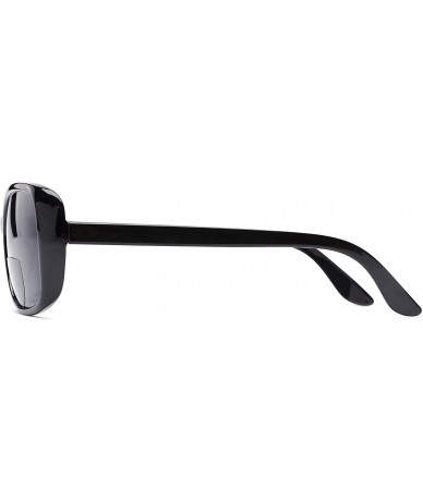 Square Readers.com Sun Reader The Cassia Bifocal Reading Sunglasses Plastic Square Style for Women - Black With Smoke - CM12I...