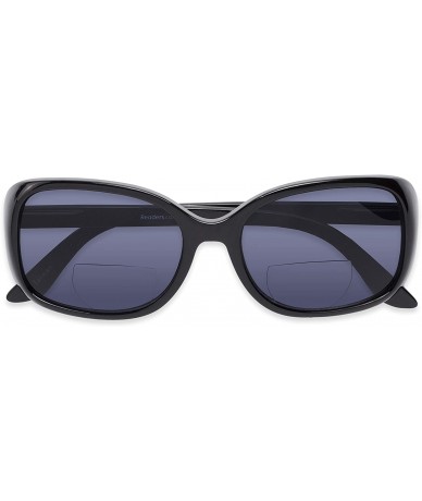 Square Readers.com Sun Reader The Cassia Bifocal Reading Sunglasses Plastic Square Style for Women - Black With Smoke - CM12I...