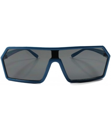 Rectangular Vintage 80s Old School Funky Unisex Round Oval Sunglasses - Blue & Black - C01802O5XUN $14.83